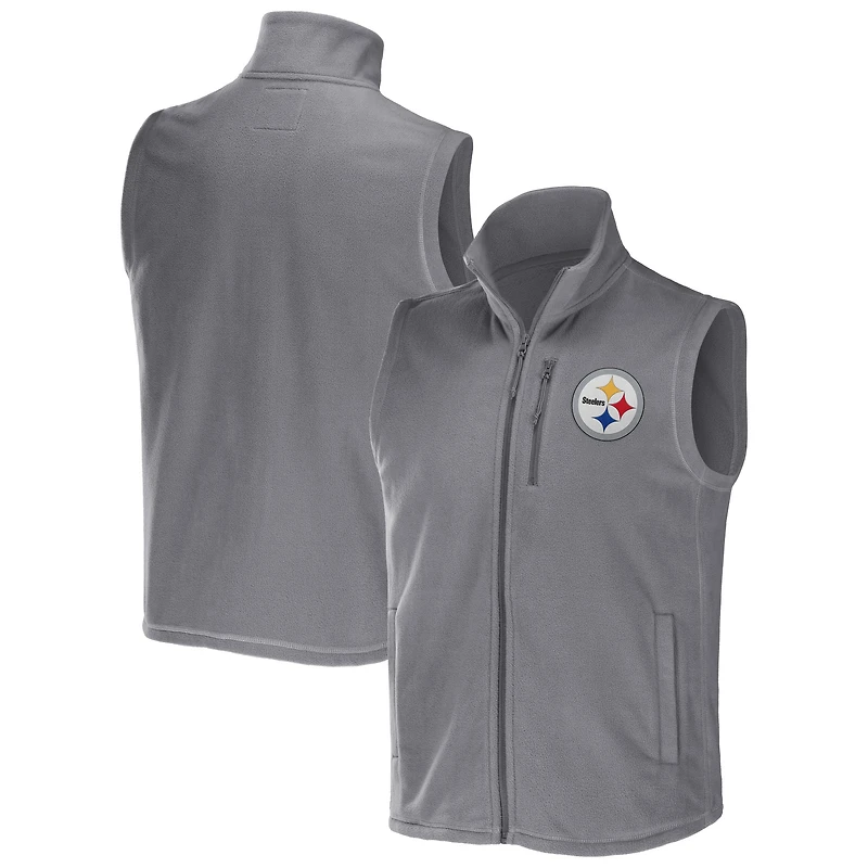 Collection NFL x Darius Rucker pour homme par Fanatics Grey Pittsburgh Steelers Polar Fleece Full-Zip Vest