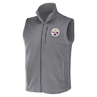 Collection NFL x Darius Rucker pour homme par Fanatics Grey Pittsburgh Steelers Polar Fleece Full-Zip Vest