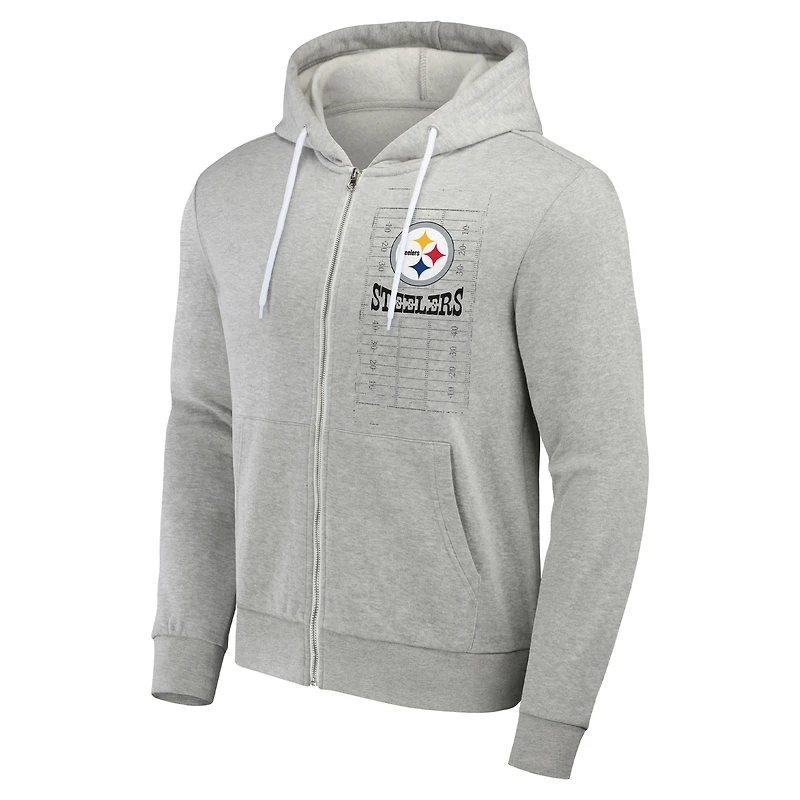 Collection NFL x Darius Rucker pour homme par Fanatics Gris chiné Pittsburgh Steelers Domestic Full-Zip Hoodie