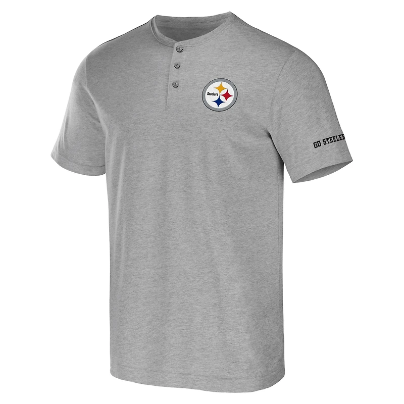 Men's NFL x Darius Rucker Collection by Fanatics Heather Gray Pittsburgh Steelers Henley T-Shirt