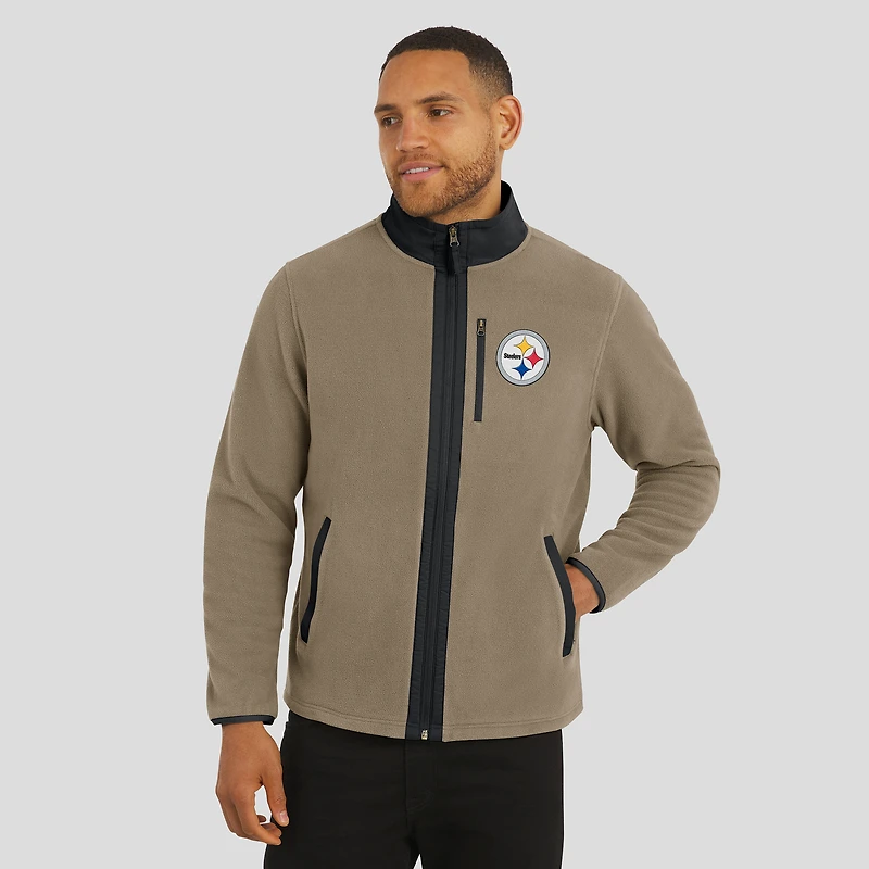 Veste polaire épaisse à fermeture éclair complète pour homme, collection NFL x Darius Rucker par Fanatics, couleur tan des Pittsburgh Steelers