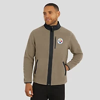 Veste polaire épaisse à fermeture éclair complète pour homme, collection NFL x Darius Rucker par Fanatics, couleur tan des Pittsburgh Steelers