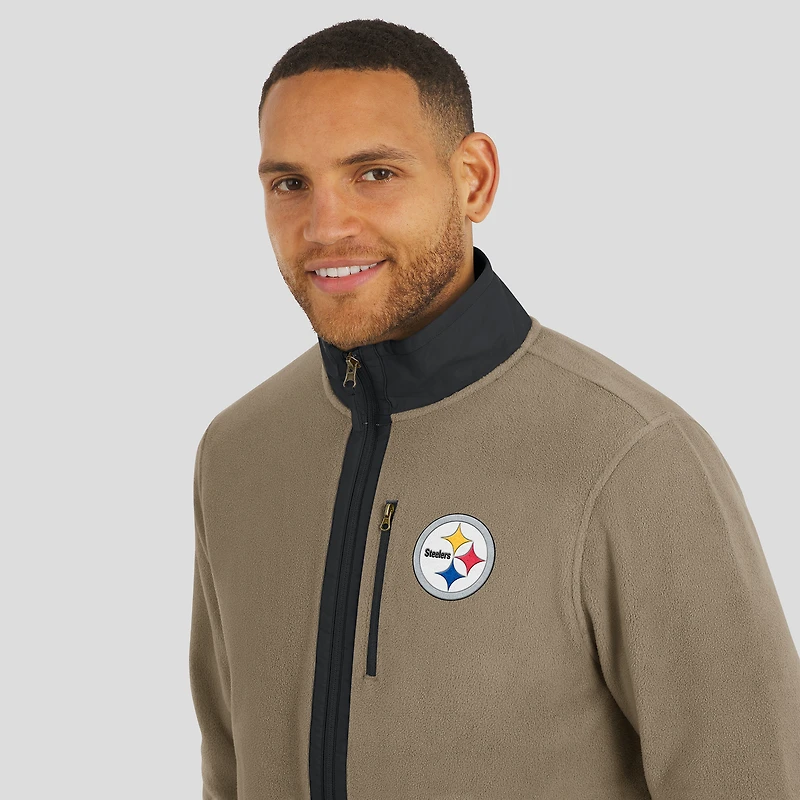 Veste polaire épaisse à fermeture éclair complète pour homme, collection NFL x Darius Rucker par Fanatics, couleur tan des Pittsburgh Steelers