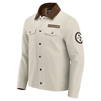 Veste en toile mi-lourde à boutons pour homme de la collection NFL x Darius Rucker par Fanatics, couleur tan des Pittsburgh Steelers