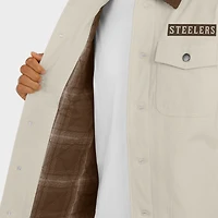 Veste en toile mi-lourde à boutons pour homme de la collection NFL x Darius Rucker par Fanatics, couleur tan des Pittsburgh Steelers