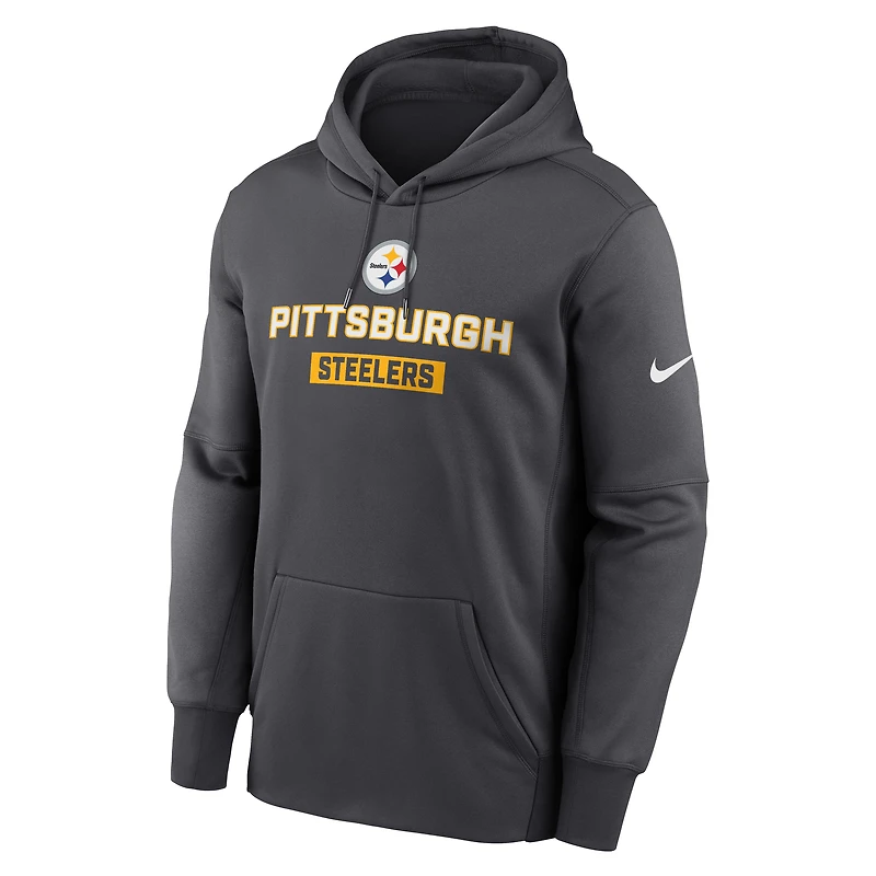 Sweat à capuche Nike anthracite Pittsburgh Steelers Toss Sweep Performance pour homme