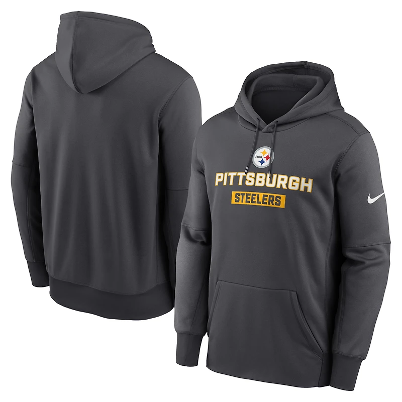 Sweat à capuche Nike Therma anthracite Pittsburgh Steelers pour homme