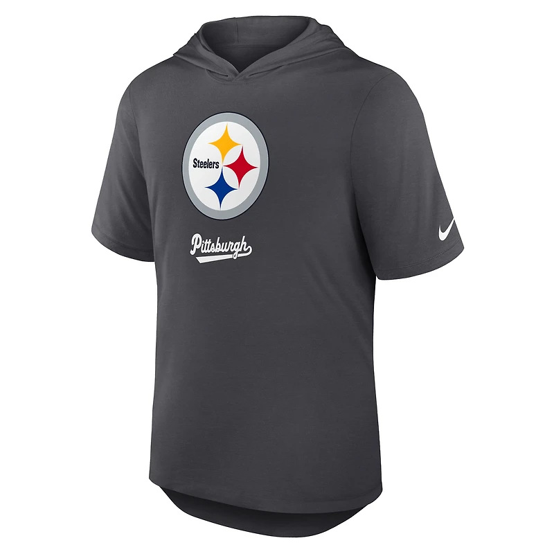 Men's Nike Anthracite Pittsburgh Steelers Tri-Blend Performance Hoodie T-Shirt