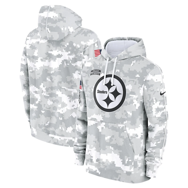 Sweat à capuche en polaire Nike Arctic Camo Pittsburgh Steelers 2024 Salute to Service Club pour homme