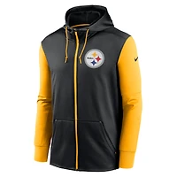 Sweat à capuche entièrement zippé Nike Pittsburgh Steelers Performance pour homme, noir/doré