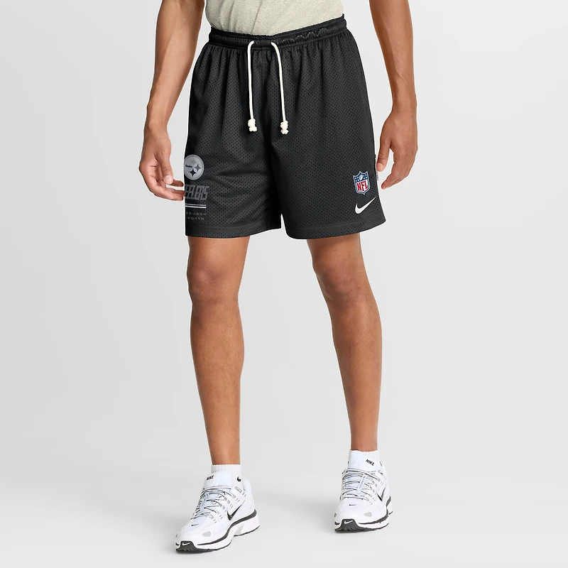 Men's Nike  Black/Platinum Pittsburgh Steelers Sideline Standard Issue Dri-FIT Reversible Shorts