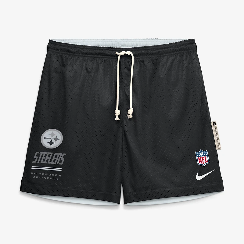 Men's Nike  Black/Platinum Pittsburgh Steelers Sideline Standard Issue Dri-FIT Reversible Shorts