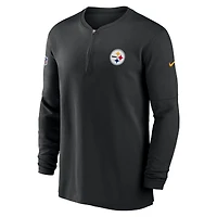 Men's Nike  Black Pittsburgh Steelers 2023 Sideline Performance Long Sleeve Tri-Blend Quarter-Zip Top