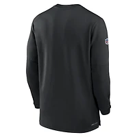 Haut Nike noir Pittsburgh Steelers 2023 Sideline Performance à manches longues tri-mélange et quart de zip pour homme