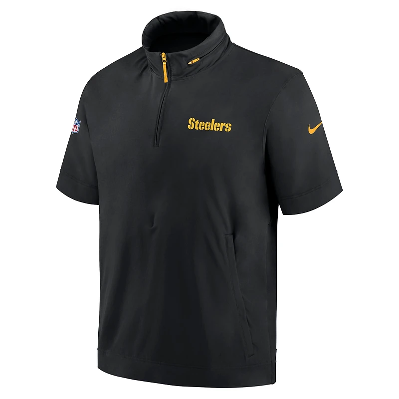 Veste à capuche manches courtes et demi-zip Nike noire Pittsburgh Steelers 2024 pour homme