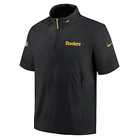 Veste à capuche manches courtes et demi-zip Nike noire Pittsburgh Steelers 2024 pour homme