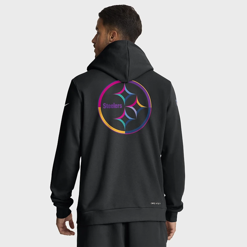 Sweat à capuche Nike noir Dri-FIT NFL Crucial Catch Sideline 2025 pour homme des Pittsburgh Steelers