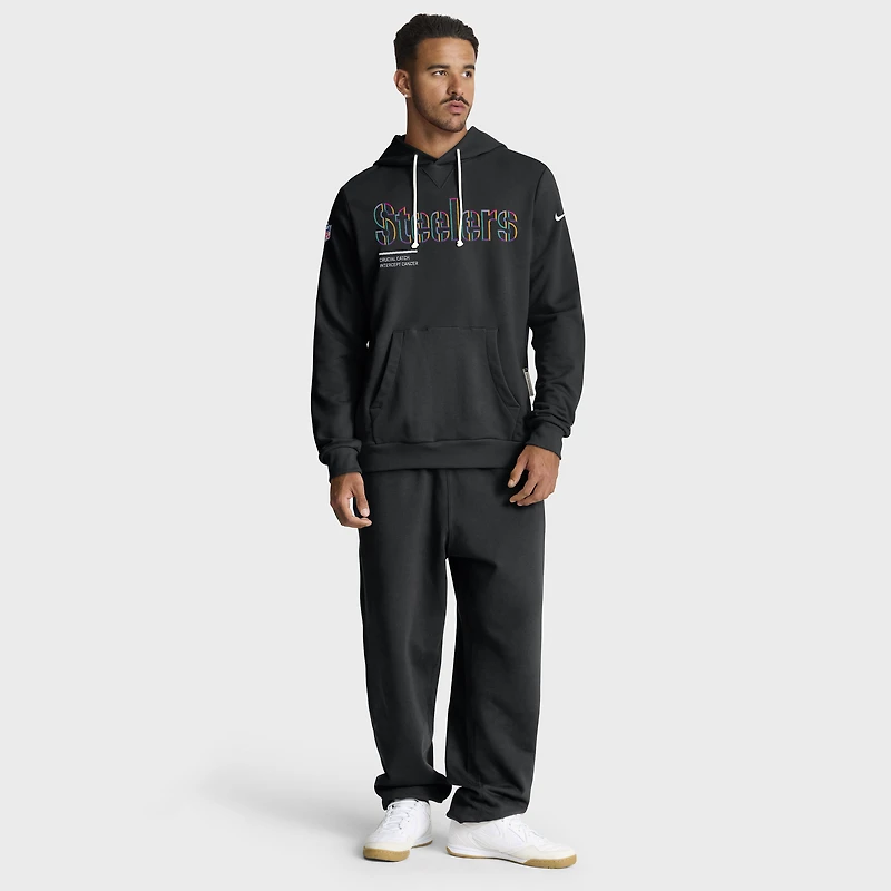 Men's Nike Black Pittsburgh Steelers 2025 NFL Crucial Catch Sideline Standard Issue Dri-FIT Hoodie