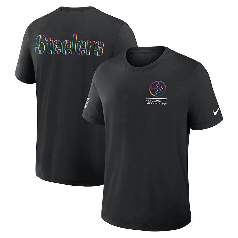 T-shirt Nike noir Pittsburgh Steelers 2025 NFL Crucial Catch Tri-Blend Dri-FIT pour homme