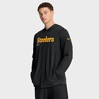 Men's Nike Black Pittsburgh Steelers 2025 Sideline Pure Fury Dri-FIT Long Sleeve Hoodie T-Shirt
