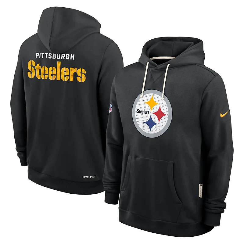 Sweat à capuche Nike noir Pittsburgh Steelers 2025 Sideline Standard Issue Club Dri-FIT pour homme