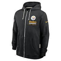 Sweat à capuche Nike noir Pittsburgh Steelers 2025 Sideline Utility Player Dri-FIT entièrement zippé pour homme