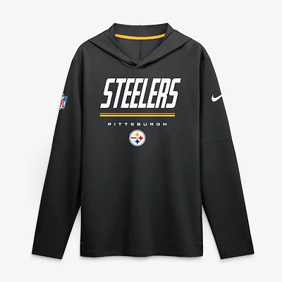 Men's Nike Black Pittsburgh Steelers Big & Tall Dri-FIT Hooded Long Sleeve T-Shirt