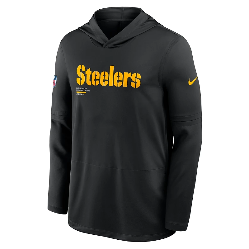 Men's Nike Black Pittsburgh Steelers Big & Tall Sideline Dri-FIT Long Sleeve Hoodie T-Shirt