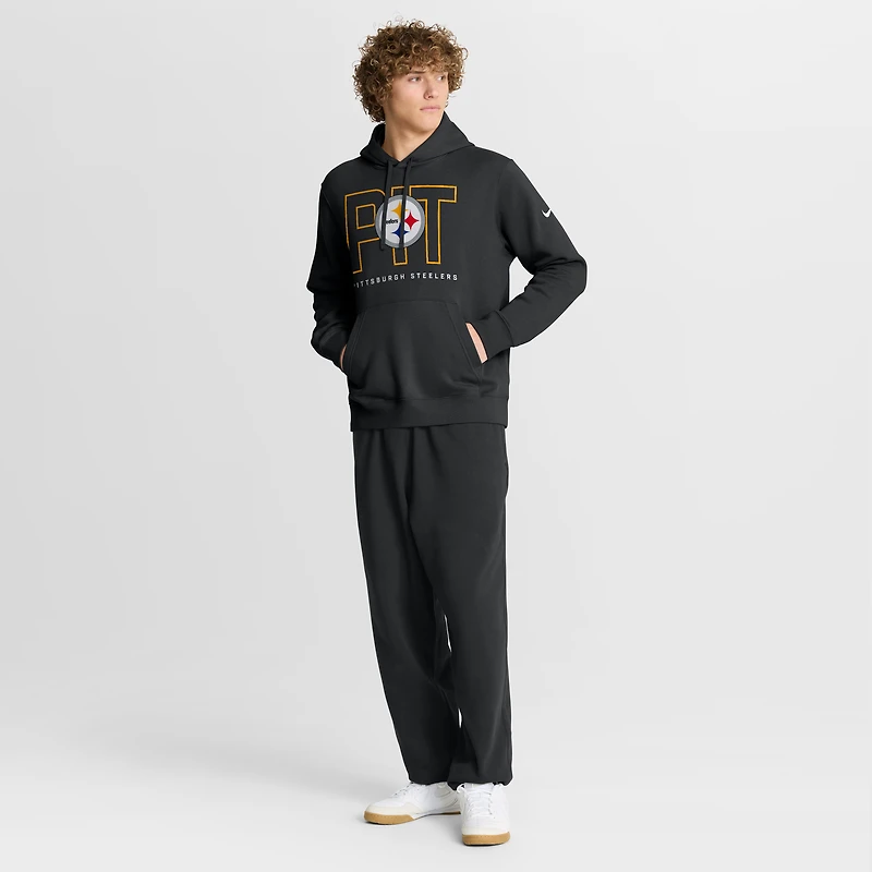 Men's Nike Black Pittsburgh Steelers Busted Play Club Fleece Pullover Hoodie