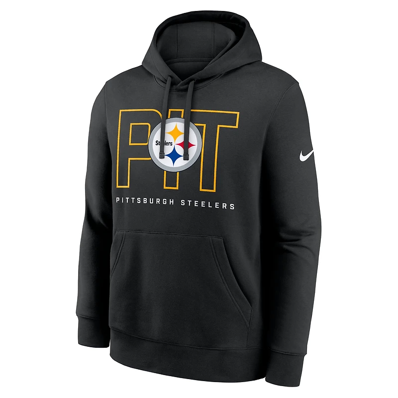Men's Nike Black Pittsburgh Steelers Busted Play Club Fleece Pullover Hoodie