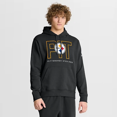 Men's Nike Black Pittsburgh Steelers Busted Play Club Fleece Pullover Hoodie