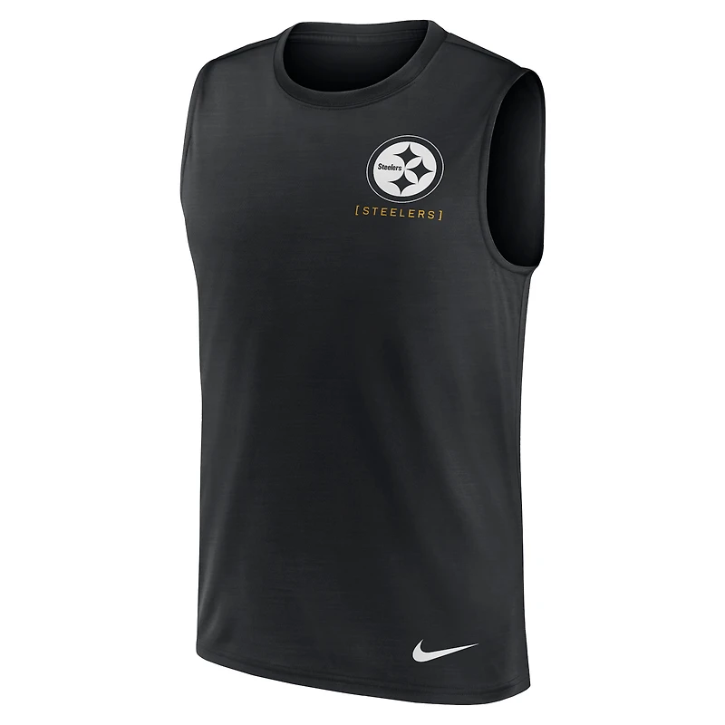Débardeur Nike noir pour homme avec grand logo des Pittsburgh Steelers, léger et moulant, Dri-FIT
