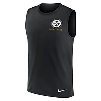 Débardeur Nike noir pour homme avec grand logo des Pittsburgh Steelers, léger et moulant, Dri-FIT
