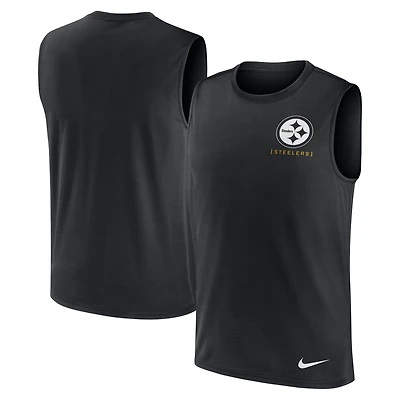 Men's Nike Black Pittsburgh Steelers Large Logo Lightweight Dri-FIT Muscle Tank Top