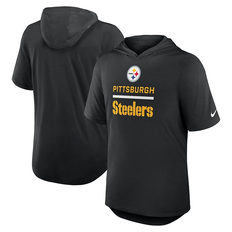Men's Nike Black Pittsburgh Steelers Lockup Tri-Blend Hoodie T-Shirt