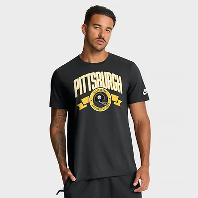 T-shirt Nike noir pour homme des Pittsburgh Steelers Rewind, coupe avant et arrière, essentiel