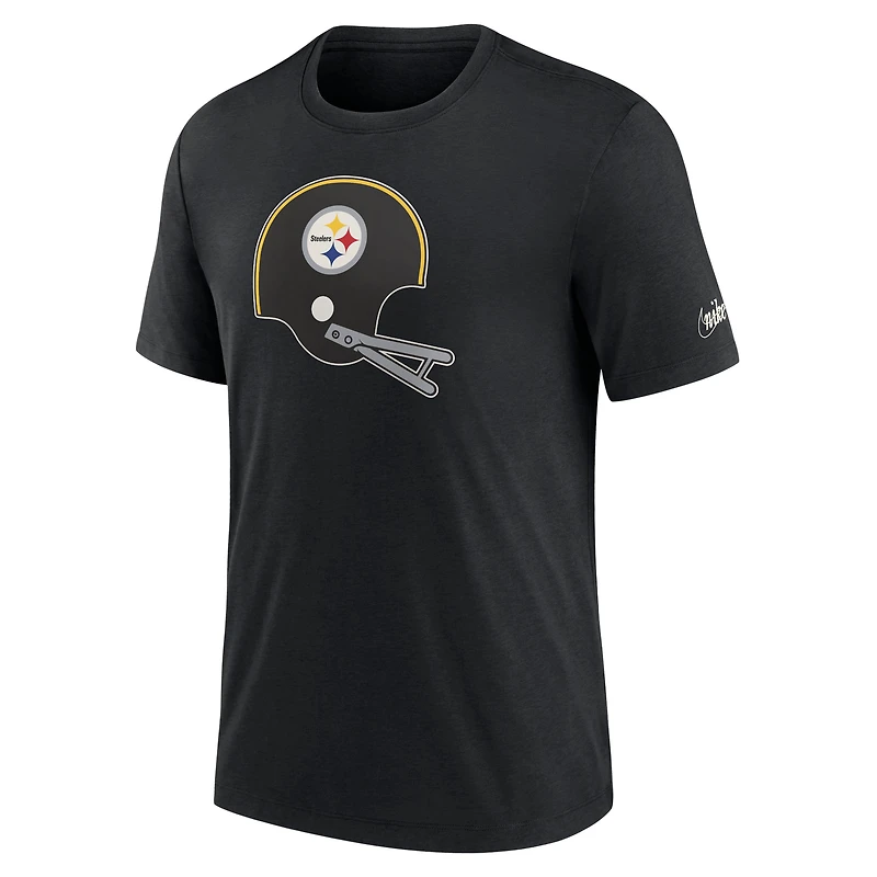 T-shirt à trois mélanges Nike Pittsburgh Steelers Rewind Logo noir pour homme