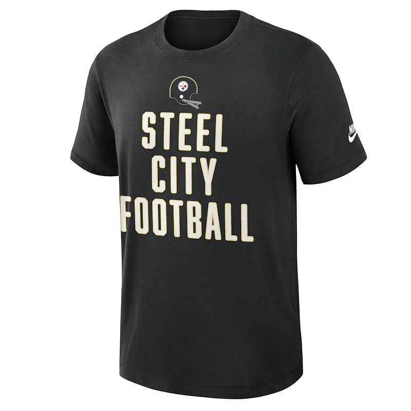 Men's Nike Black Pittsburgh Steelers Rewind Slub Dri-FIT T-Shirt
