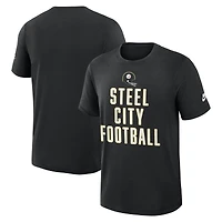 T-shirt Nike Rewind Slub Dri-FIT noir des Pittsburgh Steelers pour homme
