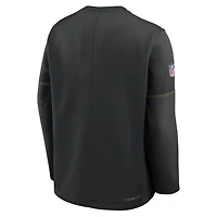 Haut Nike noir Pittsburgh Steelers Sideline Coach mi-lourd à col rond Therma-FIT pour homme