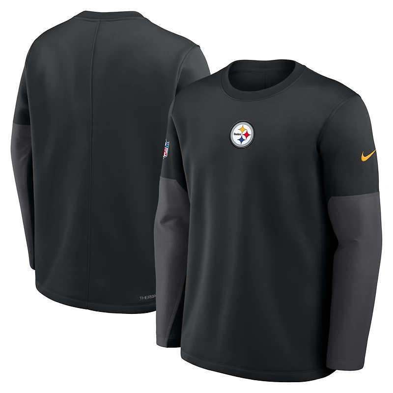 Men's Nike Black Pittsburgh Steelers Sideline Coach Therma-FIT Long Sleeve T-Shirt