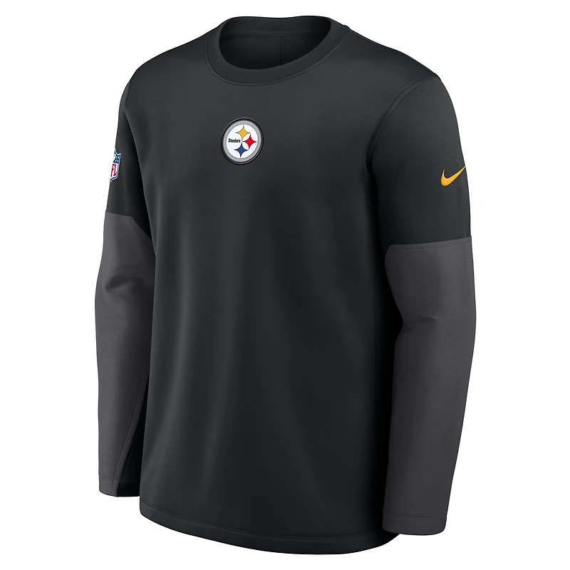 Men's Nike Black Pittsburgh Steelers Sideline Coach Therma-FIT Long Sleeve T-Shirt