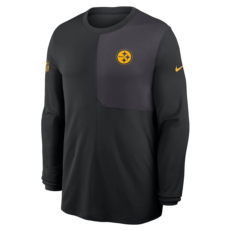 Men's Nike Black Pittsburgh Steelers Sideline Coach UV Dri-FIT Long Sleeve Shirt