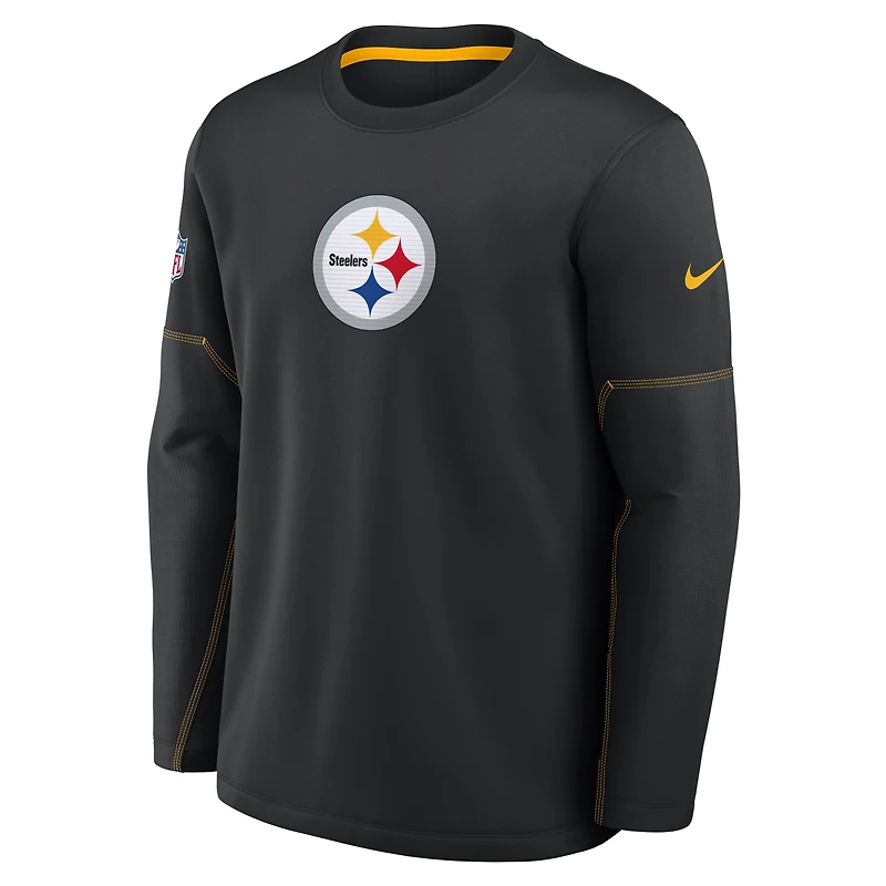 Men's Nike Black Pittsburgh Steelers Sideline Coaches Midweight Therma-FIT Sweatshirt
