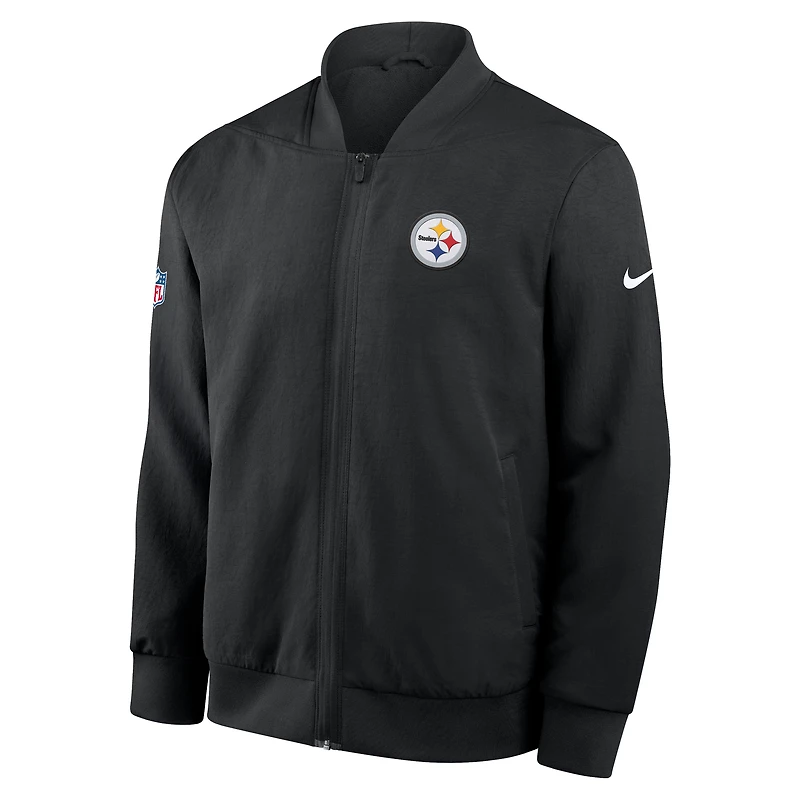 Men's Nike Black Pittsburgh Steelers Sideline Full-Zip Bomber Jacket