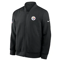 Men's Nike Black Pittsburgh Steelers Sideline Full-Zip Bomber Jacket