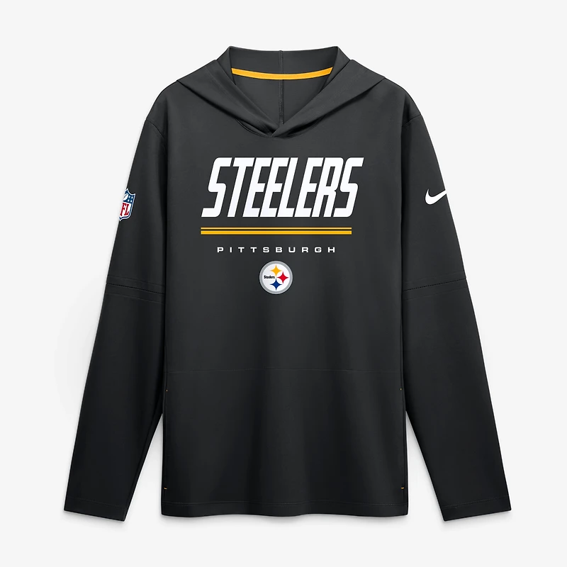 Men's Nike  Black Pittsburgh Steelers Sideline Lightweight Long Sleeve Hooded Dri-FIT Top