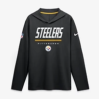 Men's Nike  Black Pittsburgh Steelers Sideline Lightweight Long Sleeve Hooded Dri-FIT Top