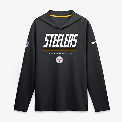 Men's Nike  Black Pittsburgh Steelers Sideline Lightweight Long Sleeve Hooded Dri-FIT Top
