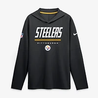 Men's Nike  Black Pittsburgh Steelers Sideline Lightweight Long Sleeve Hooded Dri-FIT Top